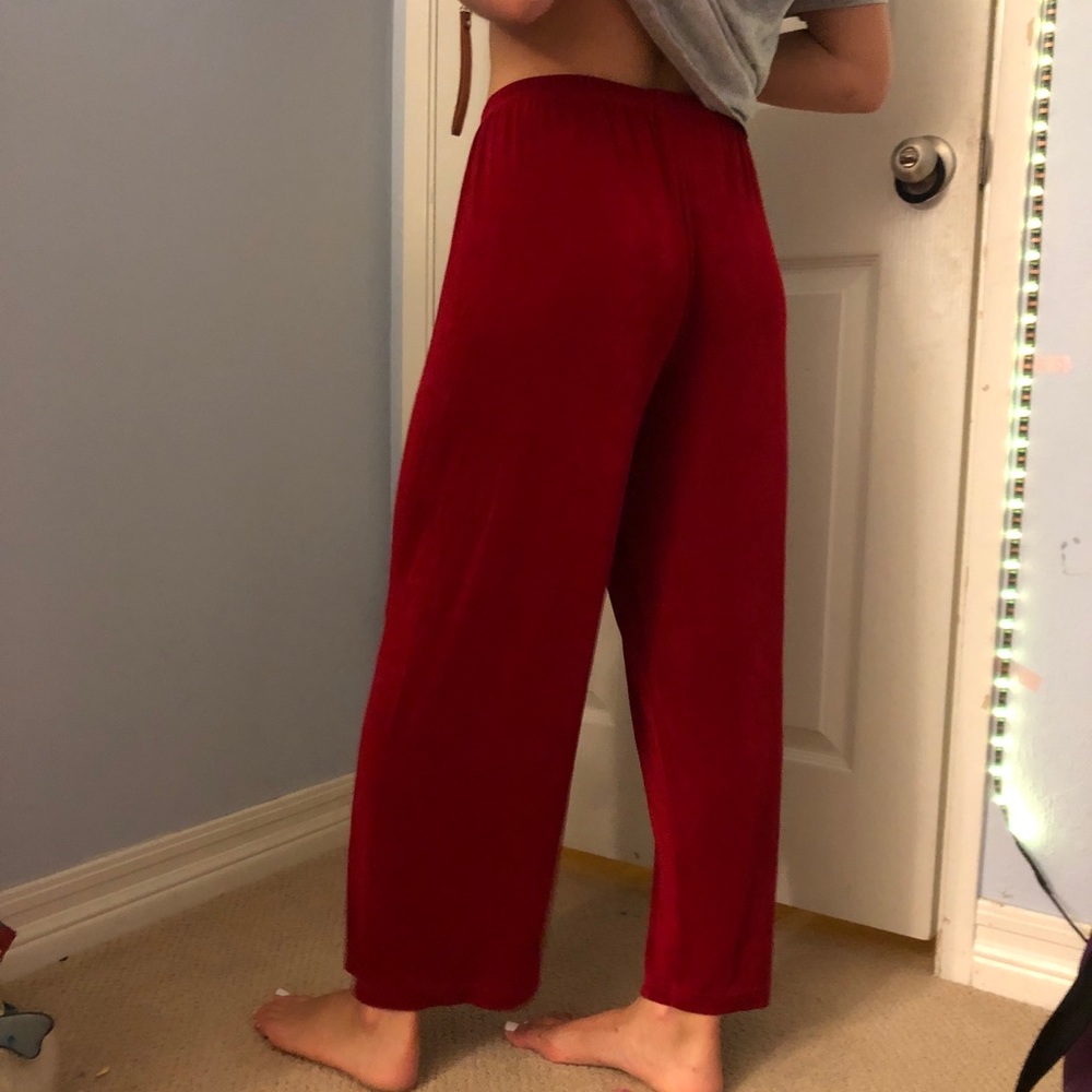 Red flowy pants